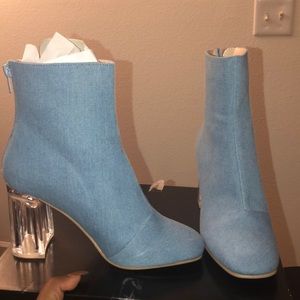Denim boots (clear heel)